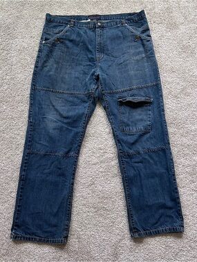 Red Ape Authentic Cargo Carpenter Jeans | Men's 40x32 | Dark Wash Y2K Baggy